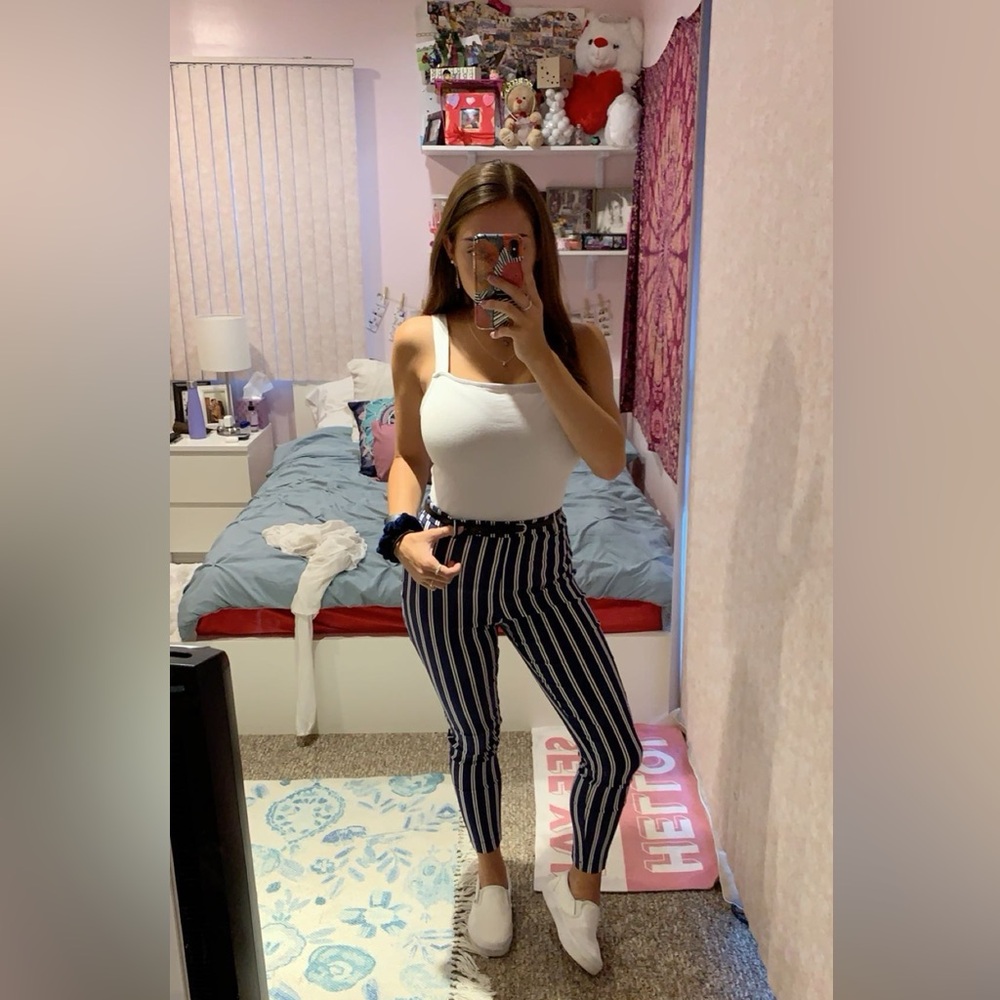 Forever21 Blue and White Striped Work Pants